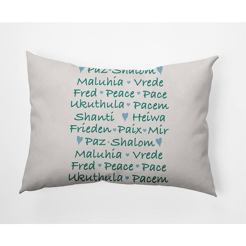 Words of Peace Christmas Soft Spun Polyester Decorative Throw Pillow - Specialty - Mint