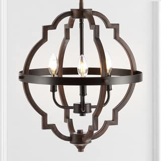 JONATHAN Y Paysan 16.75" 3-Light Adjustable Iron Rustic Industrial LED Pendant, Oil Rubbed Bronze