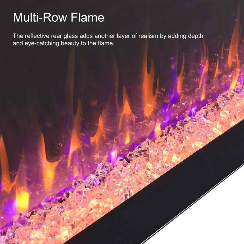 60-Inch Electric Fireplace Insert with 3D Realistic Flame Effect, Infrared Remote Control, and Wall Mounting Options