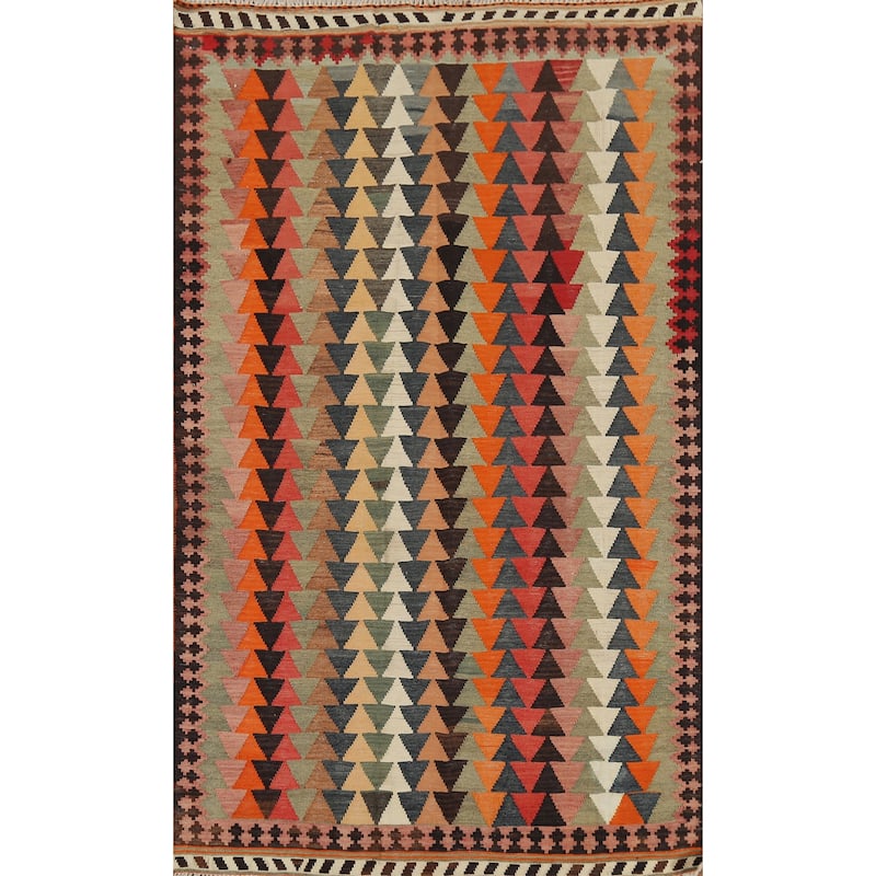 Kilim Qashqai Persian Vintage Rug Hand-Woven Tribal Wool Carpet - 3'10"x 6'8"