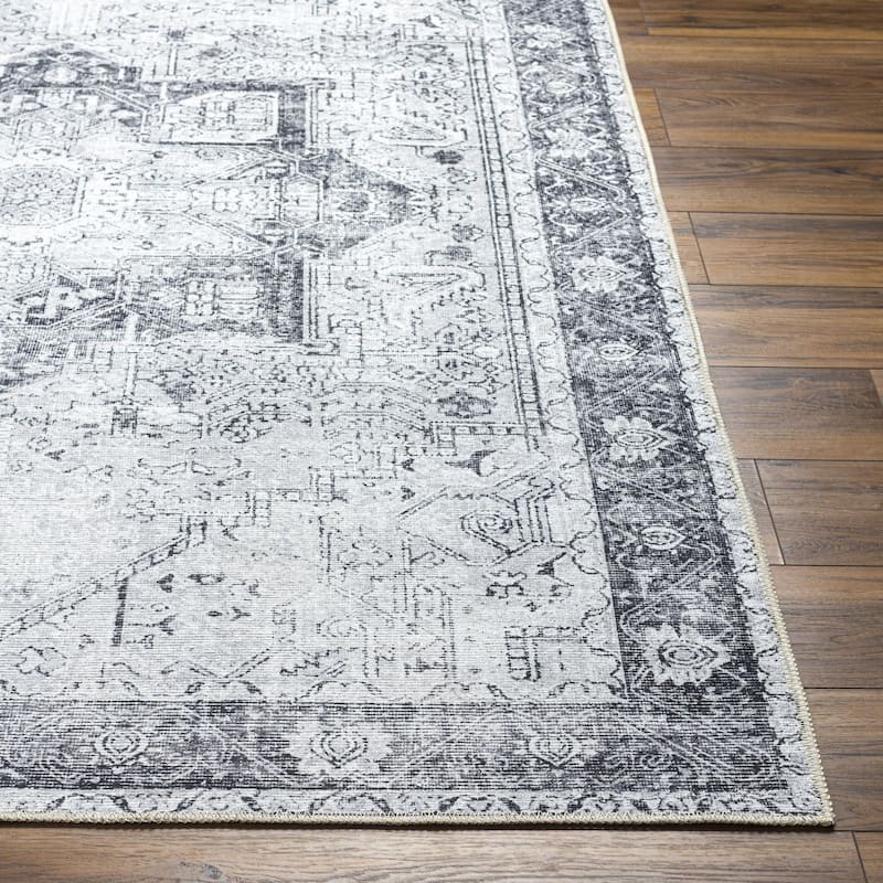 Livabliss Amelie Vintage Medallion Machine Washable Area Rug