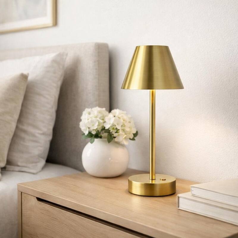 Aurora Rechargeable Brushed Nickel LED Table Lamp
