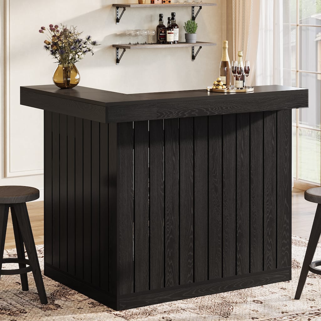 L-Shaped Home Bar Unit, 4-Tier Corner Liquor Bar Table