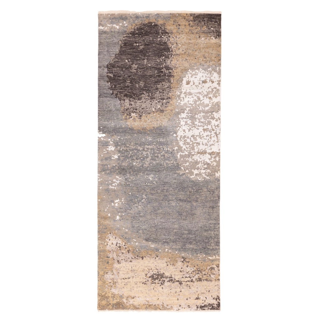 ECARPETGALLERY Hand-knotted Legacy Grey Silk, Wool Rug - 4'11 x 11'11