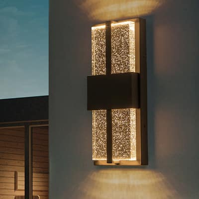 15" Modern Led Wall Sconce with Crystal Bulbble Glass