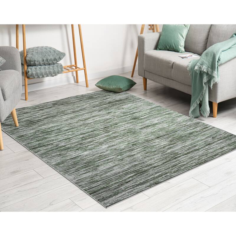Admire Home Living Sognatore 1228 Transitional Striated Area Rug - 3'3" X 4'11" - Green