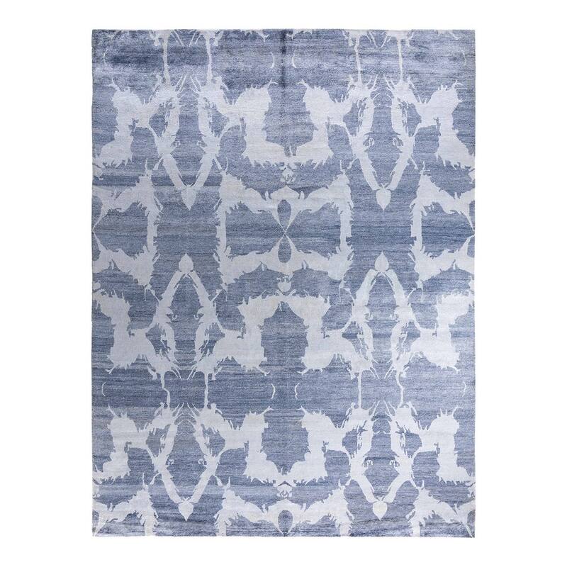 Modern One-of-a-Kind Hand-Knotted Area Rug, Blue - 9' 2" x 11' 10"