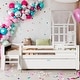 preview thumbnail 2 of 14, Solid Wood Twin Size House Bed with Ladder and Storage Drawers and 2 Blackboard