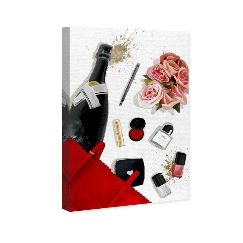 Wynwood Studio Canvas Fashion and Glam Oh, My Bag Red Red and Crimson Glam Wall Art Canvas Print