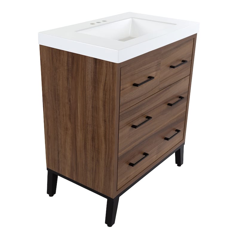Rialta 31" 3-Drawer Bathroom Vanity With White Sink Top