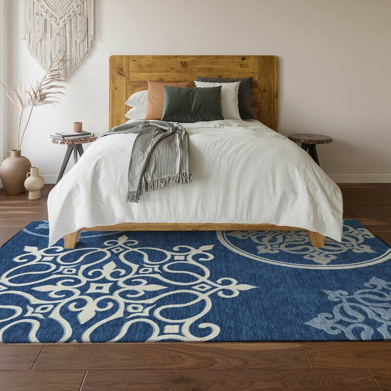 Premium Washable Super Soft Transitional Scroll Mayfield Rug