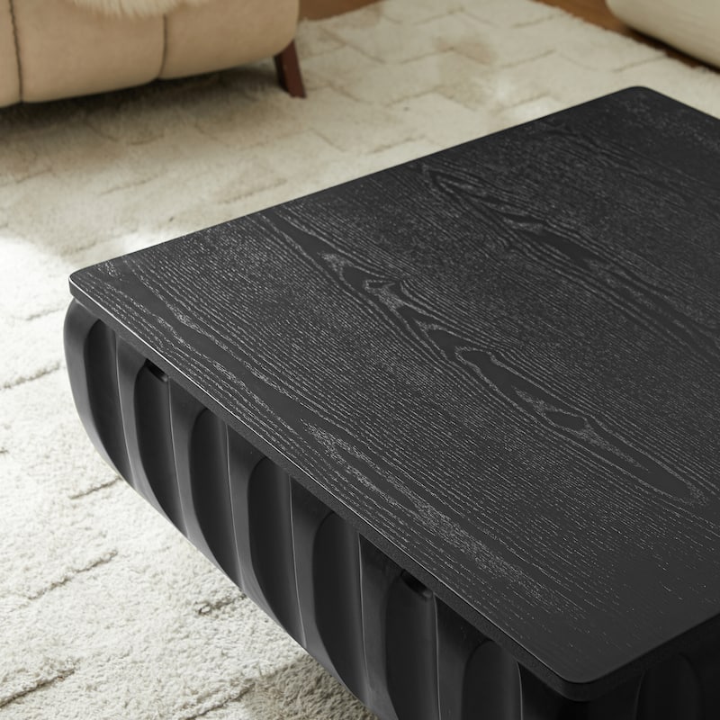 Square Lift-Top Coffee Table with Solid Wood Frame and Hidden Storage