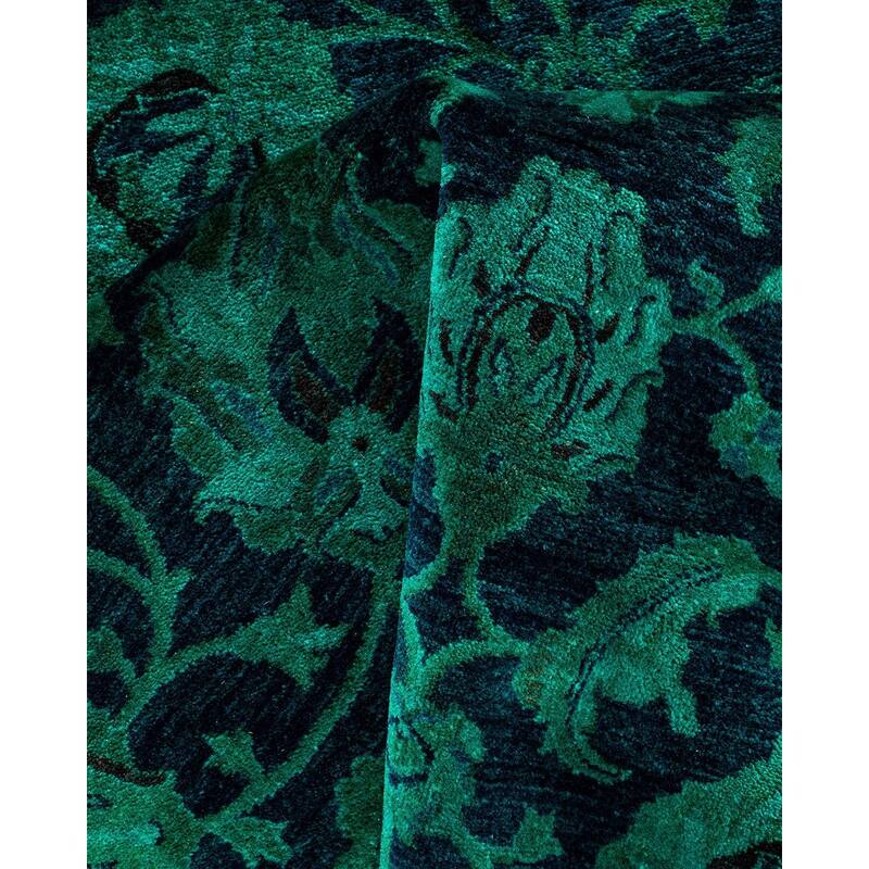 Fine Vibrance, One-of-a-Kind Hand-Knotted Area Rug - Green, 6' 1" x 6' 1" - 6' 1" x 6' 1"