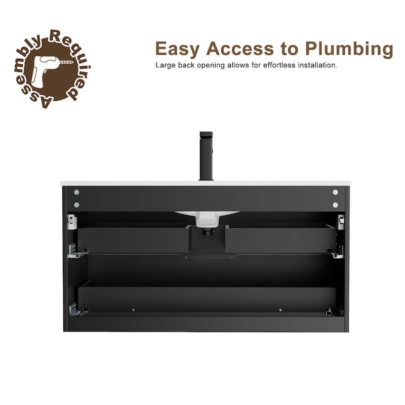Bathroom Wall Mounted Cabinet Vanity Set with Side Cabinet