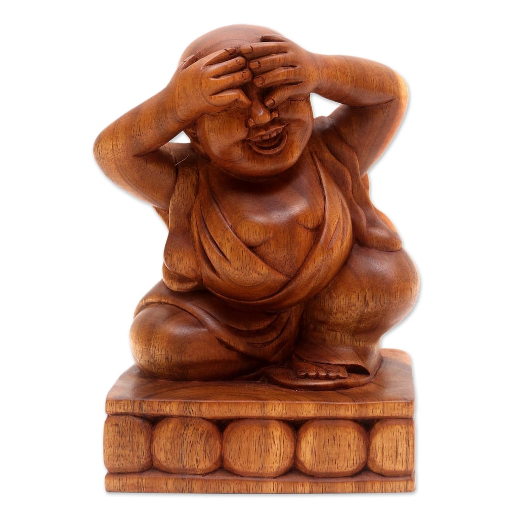 Novica Handmade See No Evil Wood Sculpture
