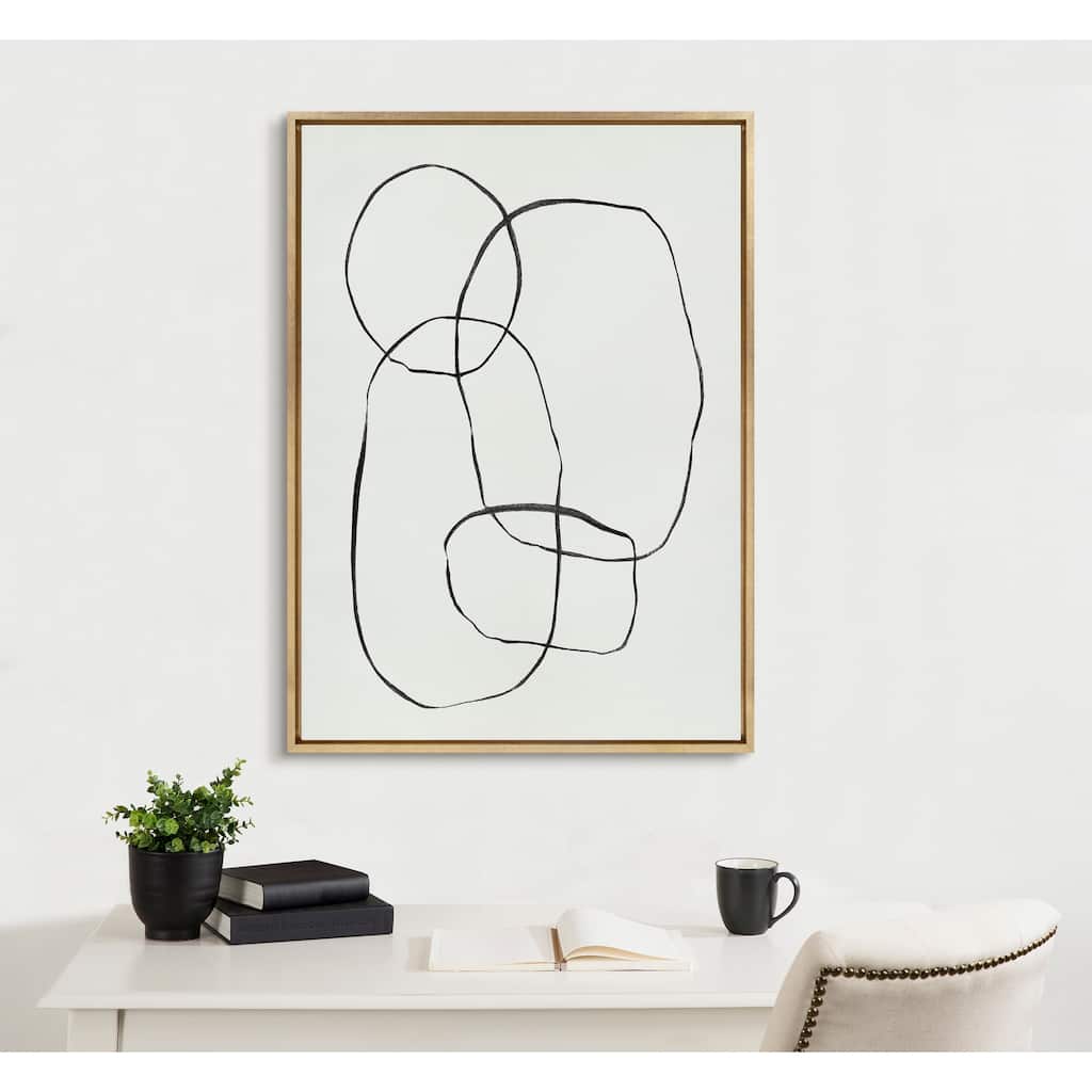 Kate and Laurel Sylvie 871 Modern Circles Framed Canvas by Teju Reval