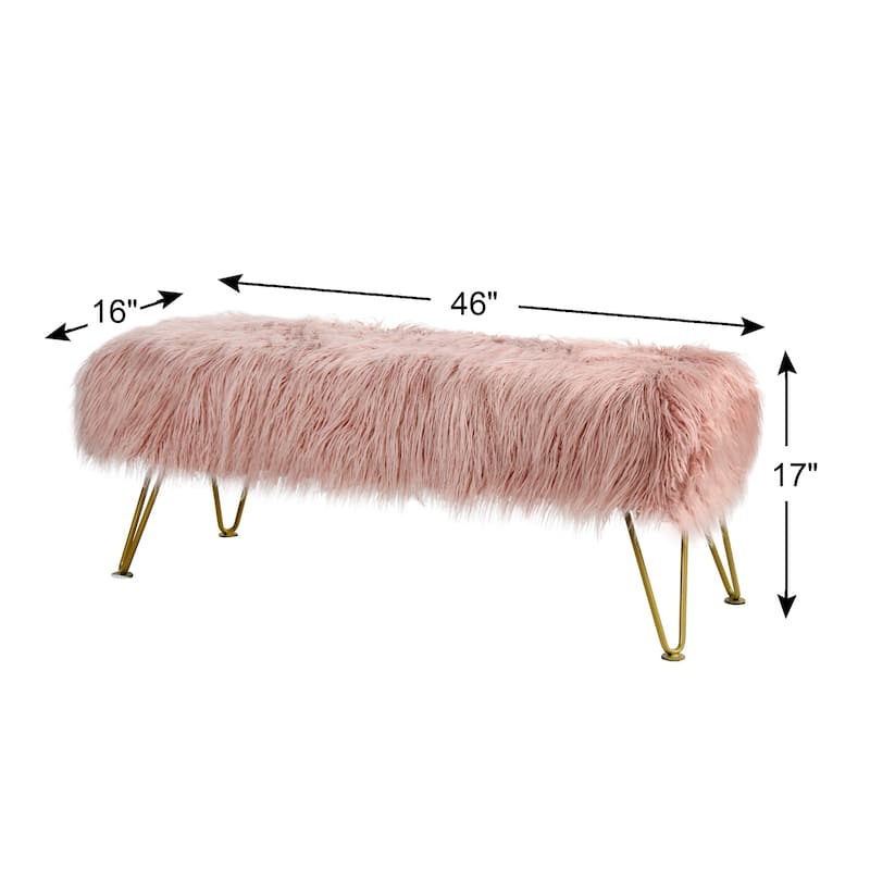 Home Soft Things Mongolian Ottoman Bench with Gold Metal Legs