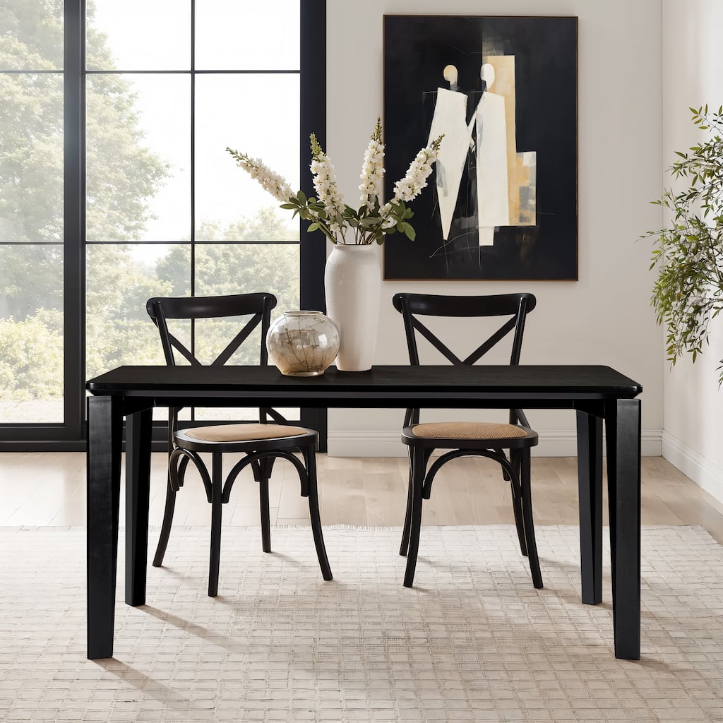 Wenge in Ash Veneer MDF Wood 6-Person Rectangle Dining Table with Rubberwood Legs - 59.06" Wide