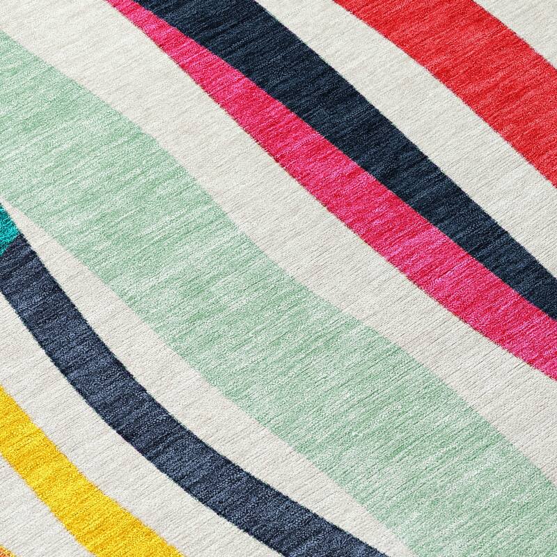 Machine Washable Indoor/Outdoor Modern Stripes Chantille Rug