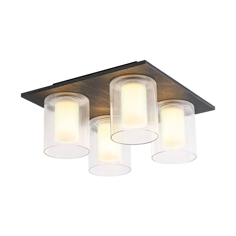 Scandinavian 4-Light Glass Dimmable LED Semi Flush Mount 13.8in