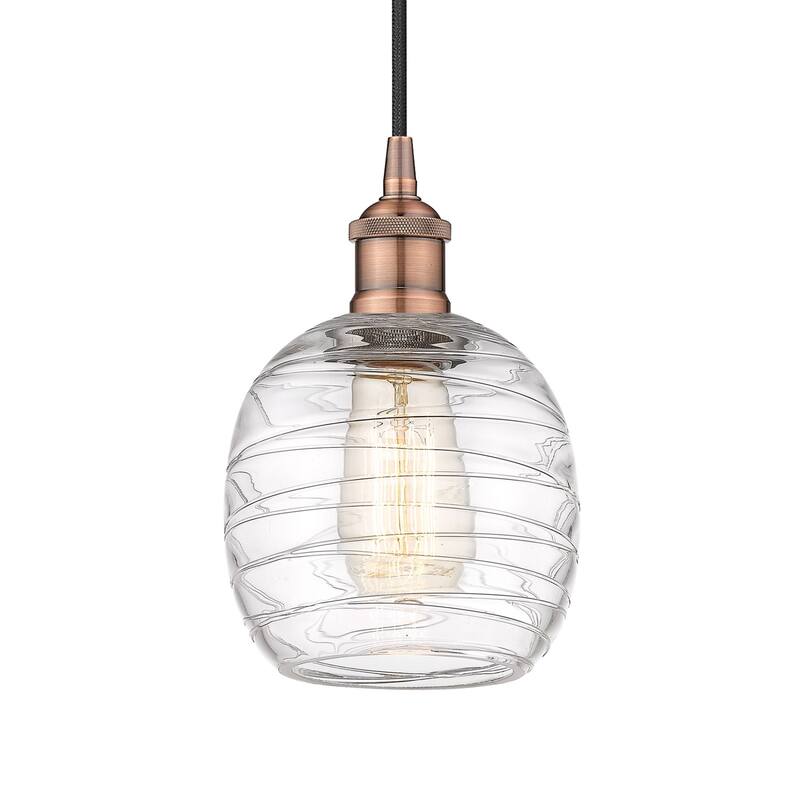 Innovations Lighting 616-1P-10-6 Belfast Pendant Belfast 6" Wide Mini - Antique Copper / Deco Swirl