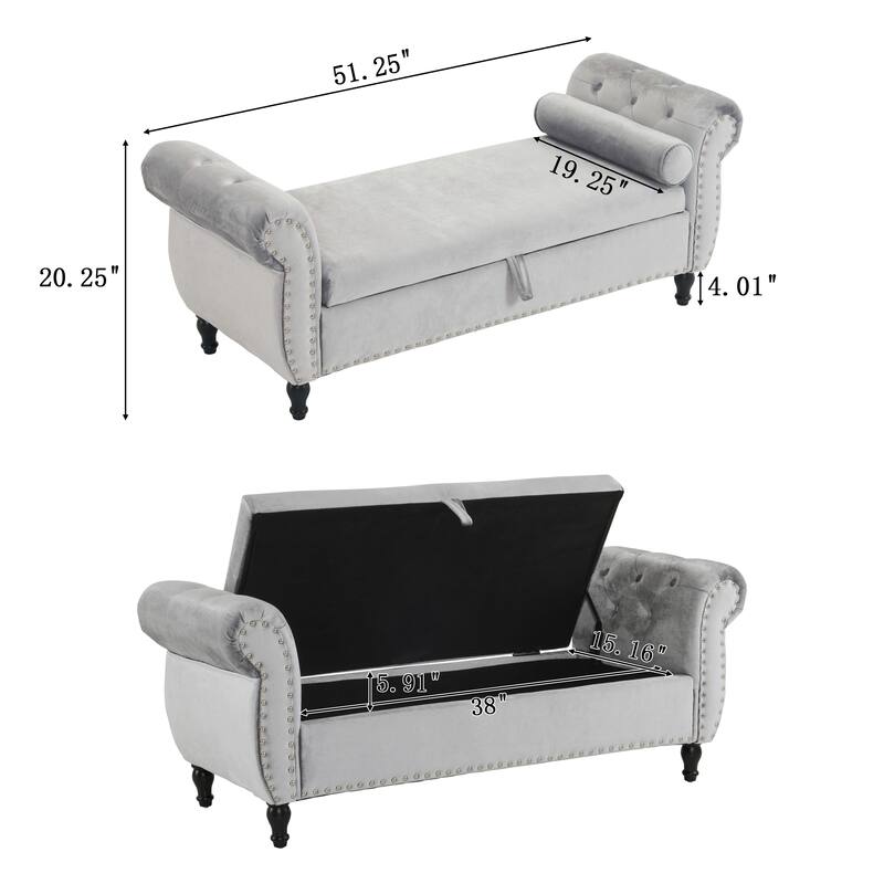Xanthia Traditional Velvet Multifuntional Storage Ottoman Bench with Pillow by Christopher Knight Home