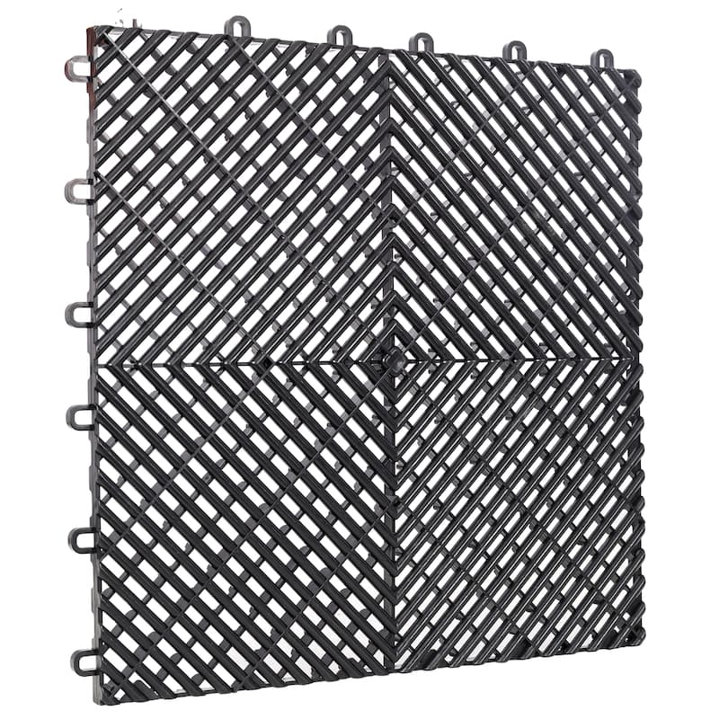 Anmytek Heavy Duty Interlocking Garage Floor Tiles Modular Plastic Snap Together Non Slip Drainage Mats