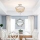 preview thumbnail 13 of 16, Vintage Farmhouse 3 - Light 17" Wood Beaded Semi Flush Mount Lighting