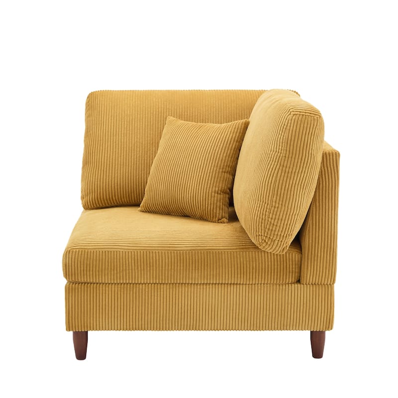 Corduroy Accent Chair with Ottoman Modular Couch Sectional Sofa