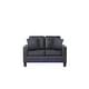 preview thumbnail 6 of 8, Genesis Black PVC Fabric Sofa Loveseat Living Room Set with LED Lights, USB Charger, Storage Console, Cupholder, Tufted Cushions