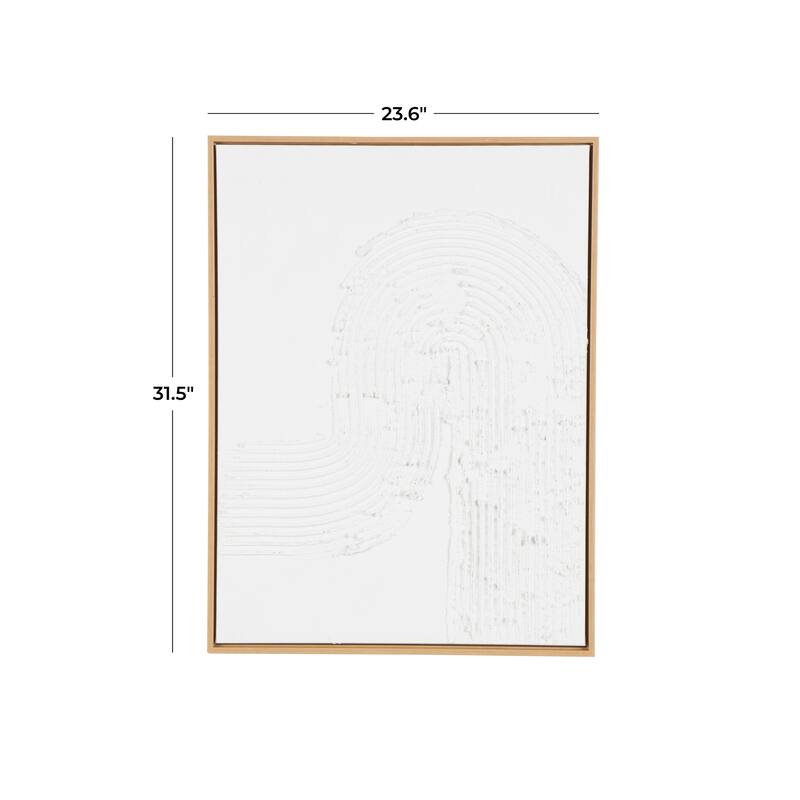 Canvas Abstract Living Room Framed Wall Art with Brown Frame - White - Roche River Decor