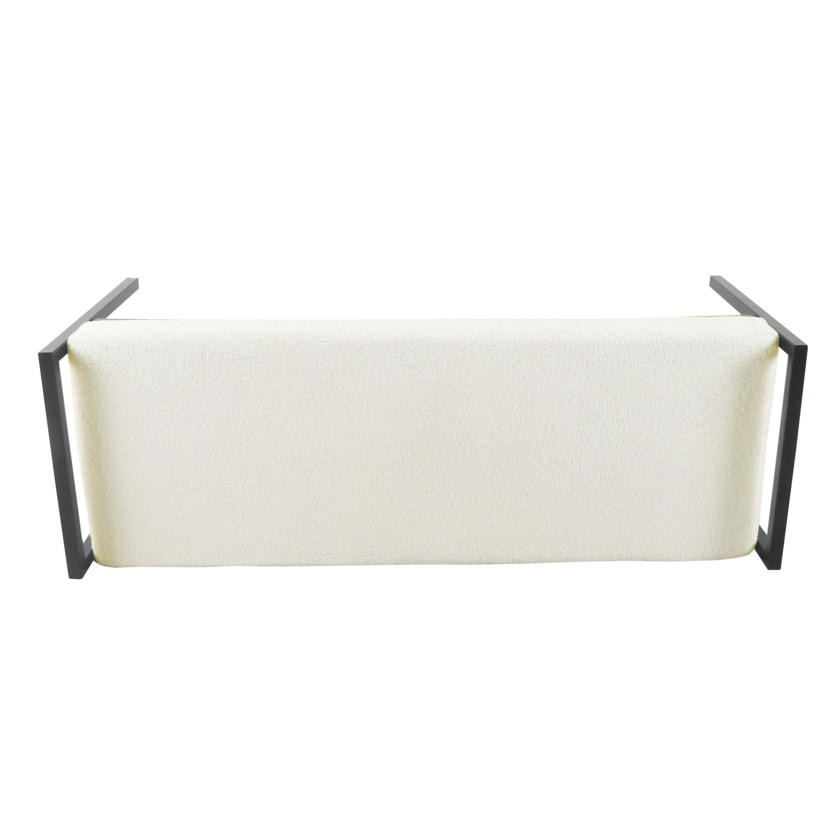HomePop Modern Metal Sherpa Bench - Cream - On Sale ...