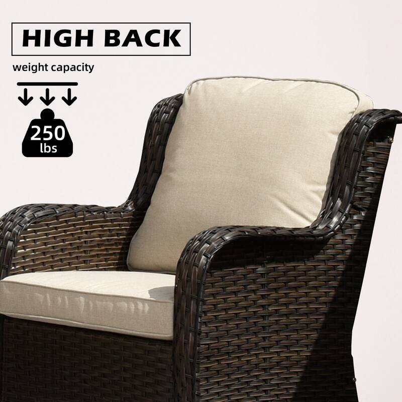 OVIOS 7-piece Patio Swivel Chair Set with 42" Fire Table