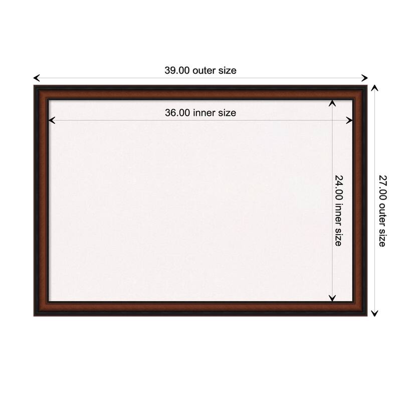 Cyprus Walnut Narrow Wood Framed White Corkboard Bulletin Board - Board Size 36x24