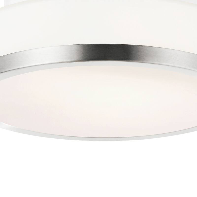 Frosted 1 Light Drum Shade Flush Mount With Satin Nickel Finish - Satin Nickel