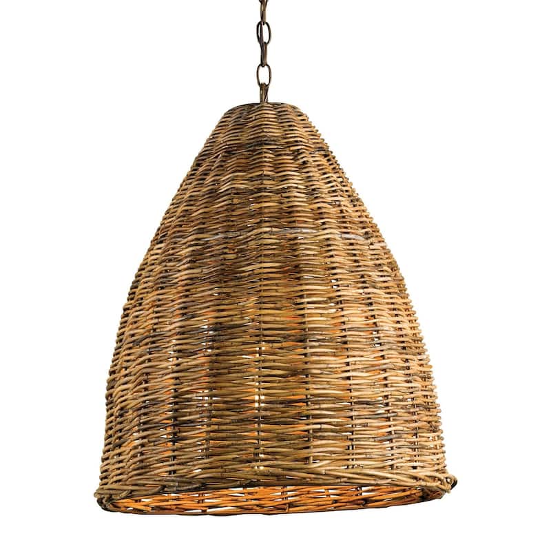 Currey & Company Basket Natural Pendant - 24"h x 21"dia - 24"h x 21"dia - Natural