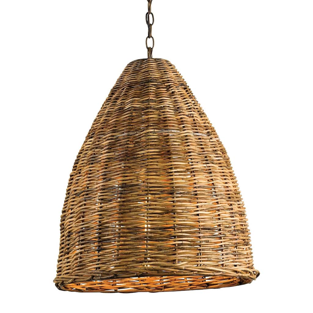 Currey & Company Basket Natural Pendant - 24"h x 21"dia