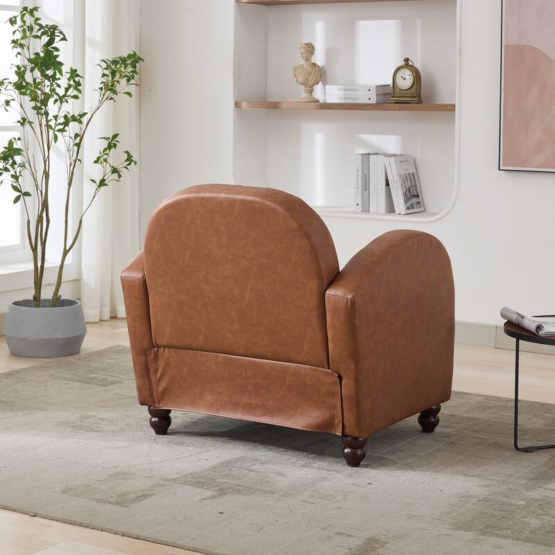Retro PU Leather Accent Chair with Curved Armrest