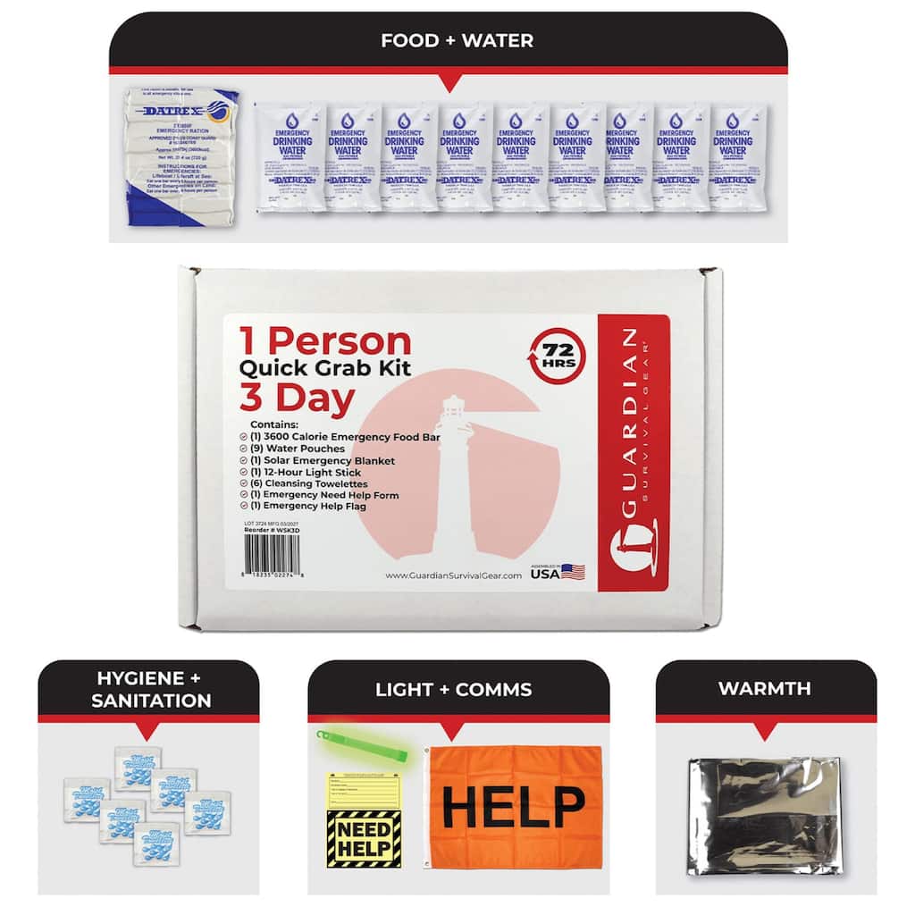 WSK 72-Hour Emergency Survival Grab Bag Kit - Multicolor