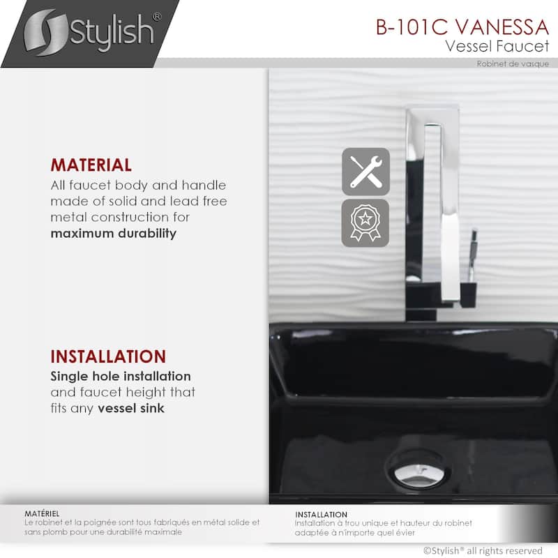 STYLISH Single Handle Bathroom Faucet for Single Hole Brass Vessel Mixer Tap - Faucet Height: 17 1/2" | Spout Height: 8"