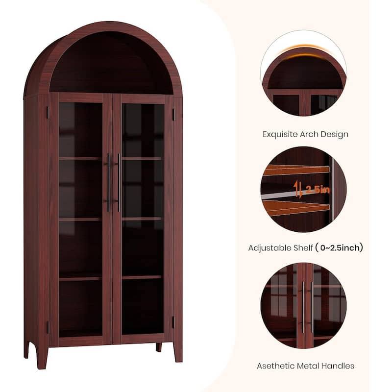 5 Tier Display Book Shelf Arched Kitchen Pantry Storage Cabinet