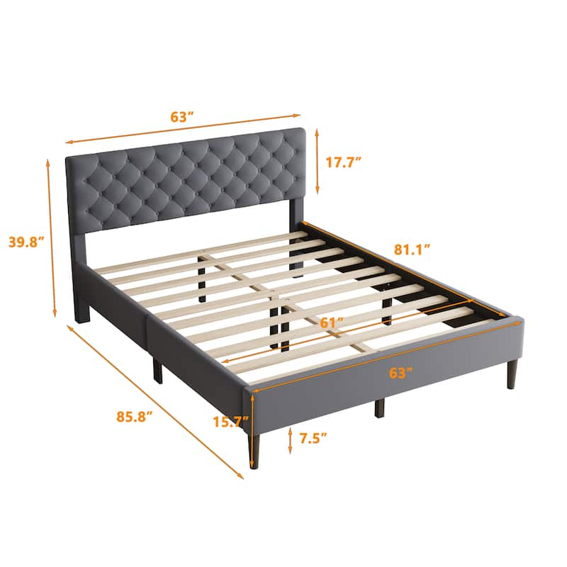Upholstered Linen Platform Bed