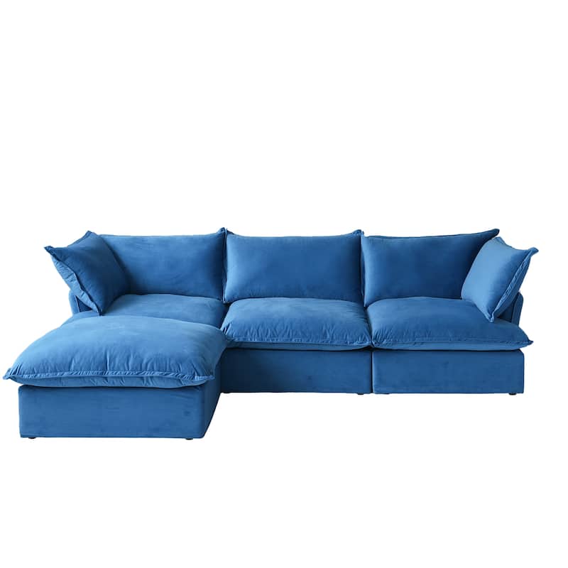 122.82'' Upholstered Sofa, L-shaped Velve Modular Sectional Sofa Couch with Ottoman