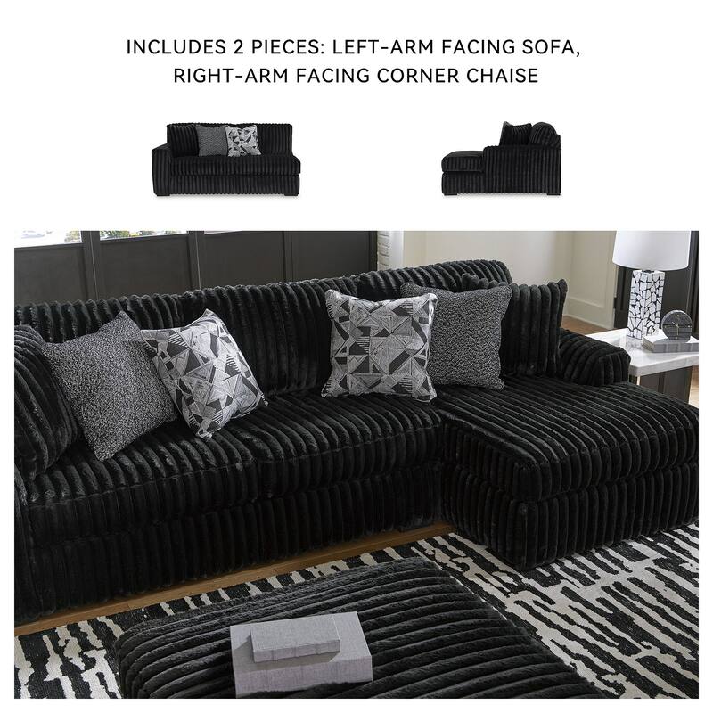 Signature Design by Ashley Midnight-madness Black 2-Piece Sectional Sofa with Chaise - 120" W x 65" D x 40" H