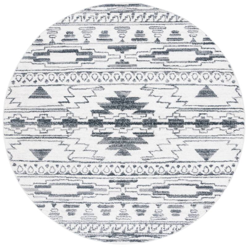 SAFAVIEH Layla Rimma Moroccan Rustic Rug - 6'7" Round - Ivory/Grey