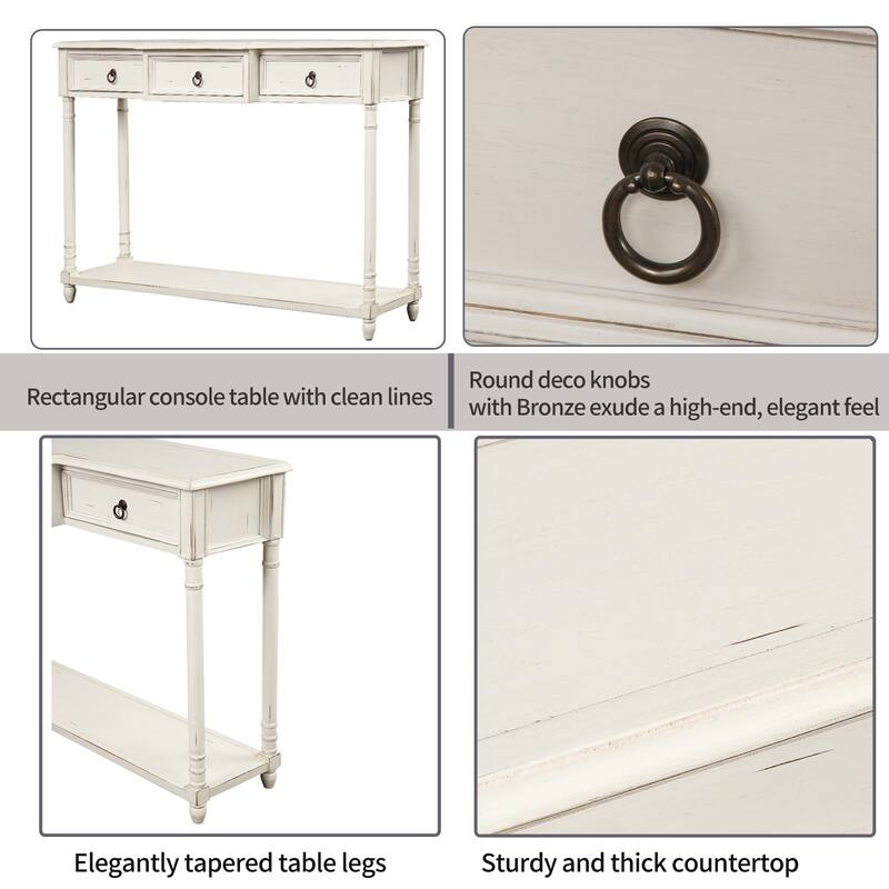 Console Table Sofa Table with Drawers with Drawers and Shelf - Bed Bath ...