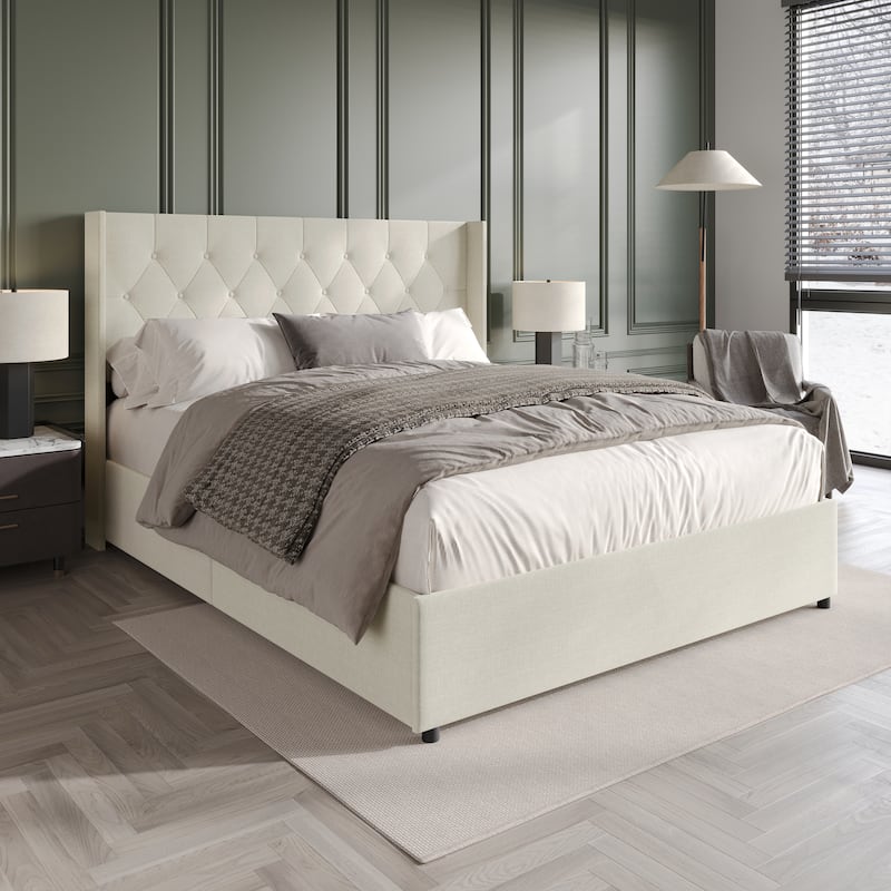 CraftPorch Elegant Wingback Platform Lift Up Storage Bed