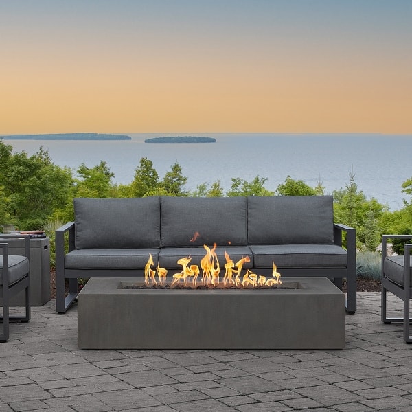 slide 2 of 7, Provo Low Rectangle Natural Gas Fire Table in Carbon