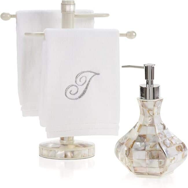 Creative Scents Milano Mother of Pearl Hand Soap Dispenser - Beige/White - White/Beige