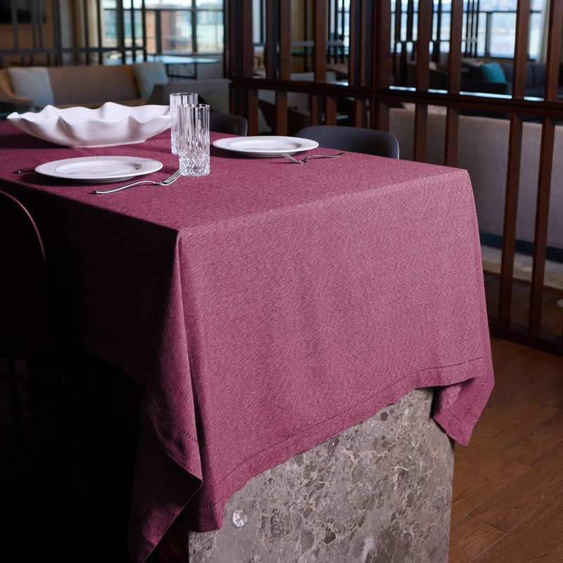 Brittany Hemstitch Woven Cotton Rich Tablecloth - 52"x70" - Wine